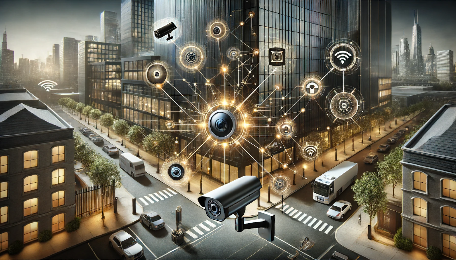 A photorealistic image symbolizing the integration of IoT devices into security strategies. 